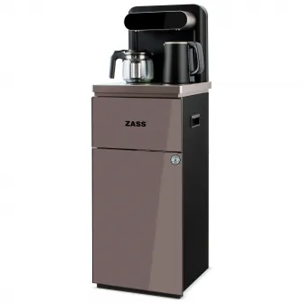 Dozator apa de podea multifunctional ZASS ZWD 19 CS, cu cu amplasarea bidonului la baza si Tea Bar, Apa calda/rece, Ceainic, Racire cu compresor, Culoare Coffe