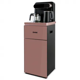 Dozator apa de podea ZASS ZWD 23 WF cu sistem de filtrare si Tea Bar, multifunctional, apa rece/calda, ceainic, racire cu compresor, Roz