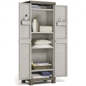 Dulap 4 rafturi Keter Excellence Tall 241046, 15 kg/raft, certificat TUV GS, 65 x 45 x 97 cm dimensiune, bej/gri