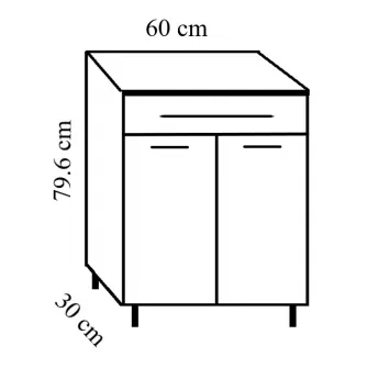 Dulap baie Badenmob 17798, cu 2 usi, 1 sertar, PAL, 60x80x30cm, Alb