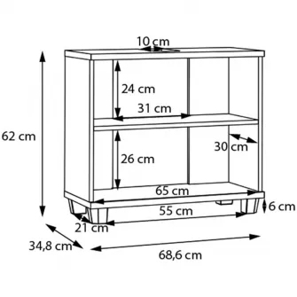 Dulap baie pentru lavoar Forte Veris, 2 usi, manere metal, 68.6x 34.8x 62cm, stejar Artisan/Gri deschis