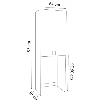 Dulap baie pentru masina de spalat Badenmob, alb, 640x300x1950 mm, PAL