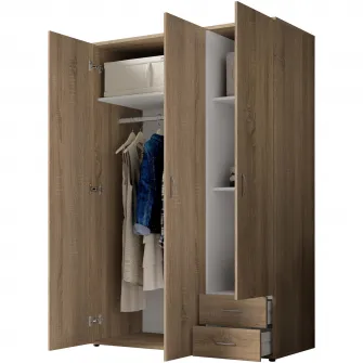 Dulap Base 3, 3 usi, 120x177x52 cm, PAL, Culoare Sonoma
