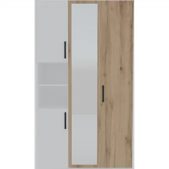 Dulap cu Balamale Asaro Arelia, dimensiuni 105x50x191 cm, culoare alb/stejar
