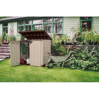 Dulap de gradina Keter Store-it-out Max, 145,5 x 82 x 125 cm, plastic, bej cu acoperis maro