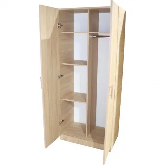 Dulap Nefmob Ampio, 2 usi, 4 polite, dimensiuni 190x80x50 cm , culoare sonoma