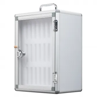Dulap organizator telefoane mobile UnicSpot 6950910, 24 compartimente, 28.5x19.5x38 cm dimensiune, inchidere cu cifru