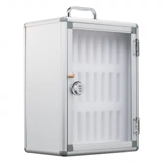 Dulap organizator telefoane mobile UnicSpot 6950910, 24 compartimente, 28.5x19.5x38 cm dimensiune, inchidere cu cifru