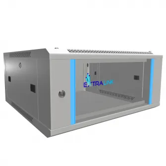 Dulap rack, Extralink, 4U, 600x600, Montare pe perete/pardoseala, Usa sticla, Deschiderea usii in partea stanga/dreapta, Gri