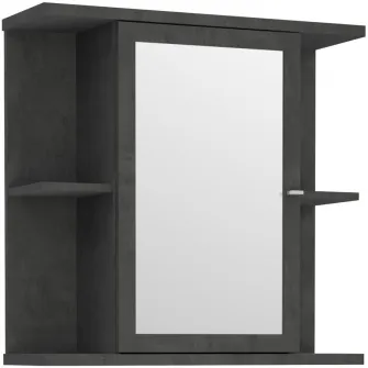 Dulap suspendat pentru baie Forte Champ, cu oglinda, 69.8x23.2x68.8 cm, beton optic gri inchis