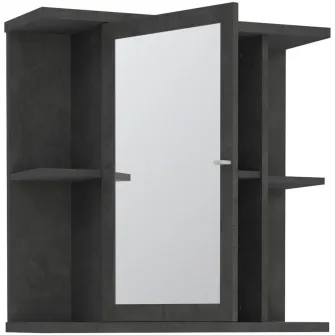 Dulap suspendat pentru baie Forte Champ, cu oglinda, 69.8x23.2x68.8 cm, beton optic gri inchis