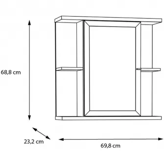 Dulap suspendat pentru baie Forte Champ, cu oglinda, 69.8x23.2x68.8 cm, beton optic gri inchis