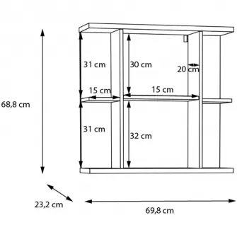 Dulap suspendat pentru baie Forte Champ, cu oglinda, 69.8x23.2x68.8 cm, beton optic gri inchis
