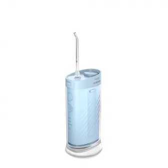 Dus bucal Philips Sonicare Seria 1000 HX3333/24, compact si portabil, rezervor pliabil de 200 ml, 3 moduri de curatare, contine 2 capete de curatare (1 capat Standard N1, 1 capat Confort N2 ), albastru