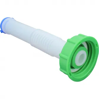 Duza de iesire flexibila pentru rezervoare IBC, DN50, Filet exterior S60x6 de 2, Lungime 20cm, Diametru gaura 30mm, Alb/Verde