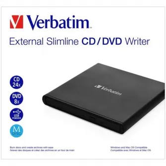 Внешний DVD-RW Verbatim Slimline USB2.0, поддержка Mdisc