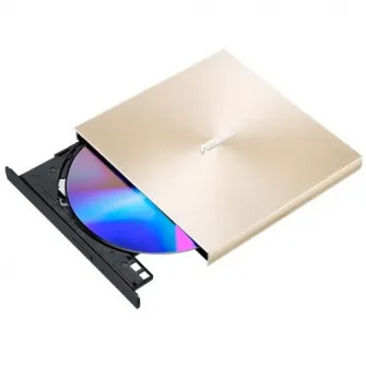DVD writer extern ASUS ZenDrive U9M, 8X, ultra-subtire 13.9mm, suport M-DISC, compatibil cu USB tip C si tip A pentru Windows si Mac OS, Nero BackItUp, E-Green, Auriu