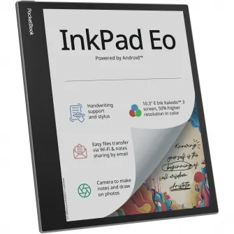 eBook Reader & e-note Pocketbook InkPad Eo, 10.3'' E Ink Kaleido 3, 64 GB, 300 ppi, Android, stilou WACOM, Gri