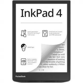eBook Reader PocketBook InkPad 4 PB743G, ecran tactil 7.8 E Ink Carta™ 1200, 300dpi, 32GB, SMARTlight, G-sensor, BluetoothWiFi, Argintiu