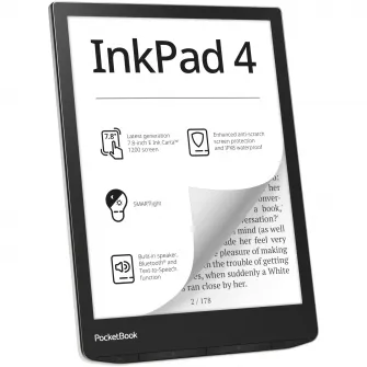 eBook Reader PocketBook InkPad 4 PB743G, ecran tactil 7.8 E Ink Carta™ 1200, 300dpi, 32GB, SMARTlight, G-sensor, BluetoothWiFi, Argintiu
