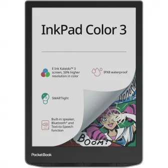 eBook Reader PocketBook InkPad Color 3, ecran tactil color 7.8'' E Ink Kaleido™ 3, 32GB, IPX8, Bluetooth, WiFi, Stormy Sea