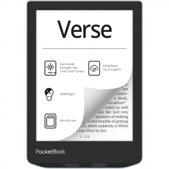 eBook Reader PocketBook Verse PB629, ecran tactil 6.0 E Ink Carta™ 1200, 212dpi, 8GB, SMARTlight, G-sensor, WiFi, Bright Blue