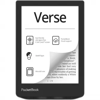 eBook Reader PocketBook Verse PB629, ecran tactil 6.0 E Ink Carta™ 1200, 212dpi, 8GB, SMARTlight, G-sensor, WiFi, Mist Grey