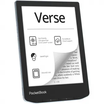 eBook Reader PocketBook Verse PB629, ecran tactil 6.0 E Ink Carta™ 1200, 212dpi, 8GB, SMARTlight, G-sensor, WiFi, Bright Blue