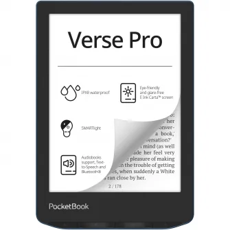 eBook Reader PocketBook Verse Pro PB634, ecran tactil 6.0 E Ink Carta™ 1200, 300dpi, 16GB, SMARTlight, G-sensor, WiFiBluetooth, Azure