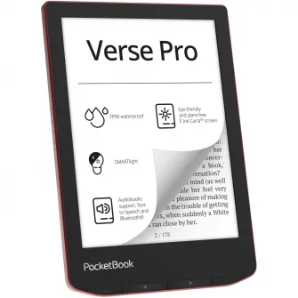 eBook Reader PocketBook Verse Pro PB634, ecran tactil 6.0 E Ink Carta™ 1200, 300dpi, 16GB, SMARTlight, G-sensor, WiFiBluetooth, Passion Red