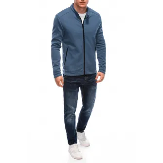 EDOTI, Jacheta regular-fit cu fermoar, Albastru petrol, S