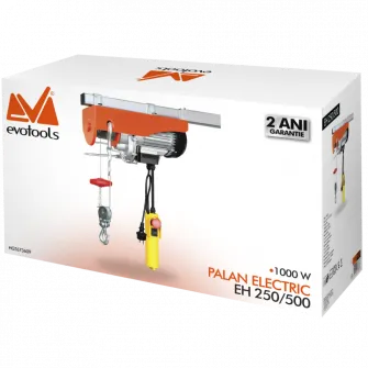 Electropalan Evotools 673609, 1100 W, 500 kg greutate maxima suportata, 12 m lungime cablu, 4 mm diametru cablu