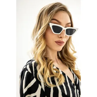 Emily Westwood, Ochelari de soare cat-eye cu lentile uni Amaya, Negru, Alb, 52-16-142