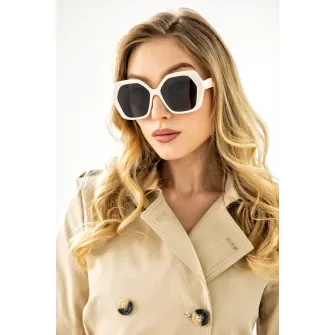 Emily Westwood, Ochelari de soare hexagonali, Bej, 55-17-150