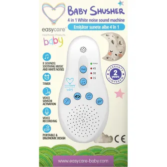 Emitator sunete albe pentru bebelusi 4 in 1 EasyCare Baby, Alb