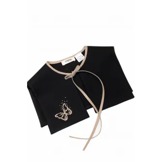 EMMA concept wear, Guler din bumbac cu model cu fluture, Negru, Maro nisip