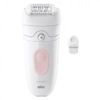 Epilator Braun Silk-Г©pil 5 5-500 Wet & Dry, MicroGrip, Smart Light, 28 de pensete, 2 viteze, Alb