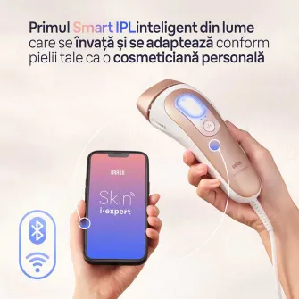 Epilator IPL Braun Skin iExpert PRO 7 PL7253 Tehnologie Skin iExpert, Feedback in timp real, 400.000 impulsuri, 10 niveluri de intensitate, 125 de impulsuri pe minut, Cap de precizie, Cap lat, Trusa de voiaj, Roz