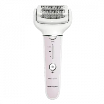 Epilator Panasonic ES-EY80-P503, Wet  Dry, Cordless, 2discuri  60 pensete, Senzor presiune, Discuri duble, Cap flexibil si pivotant la 90°, 3 viteze, Alb/Roz