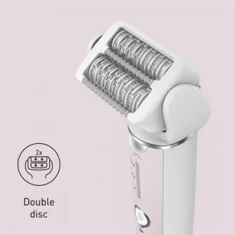 Epilator Panasonic ES-EY80-P503, Wet  Dry, Cordless, 2discuri  60 pensete, Senzor presiune, Discuri duble, Cap flexibil si pivotant la 90°, 3 viteze, Alb/Roz