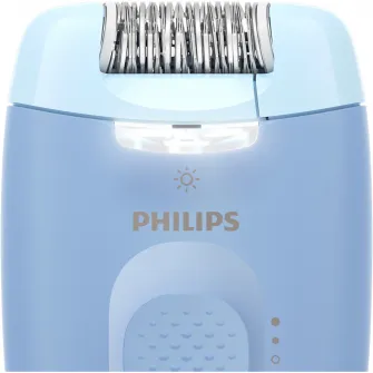 Epilator Philips Seria 4000 BRE247/00, 2 setari de viteza, cap de epilare lavabil, 4 accesorii, lumina LED, Albastru