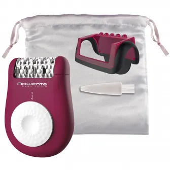 Epilator ROWENTA Easy Touch EP1120F1, 24 pensete, compact, u?or de utilizat, sistem de masaj, 3 accesorii, roz inchis