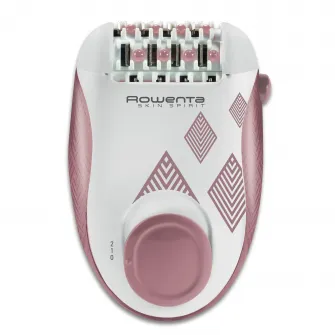 Epilator ROWENTA Skin Spirit EP2900F1, 2 trepte de viteza, 24 pensete, sistem de ghidare, sistem de masaj cu bile, roz