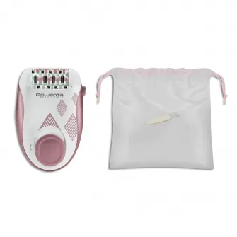 Epilator ROWENTA Skin Spirit EP2900F1, 2 trepte de viteza, 24 pensete, sistem de ghidare, sistem de masaj cu bile, roz
