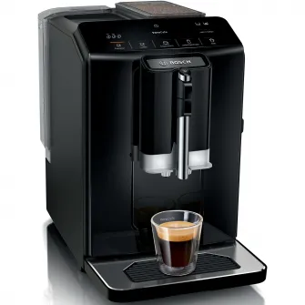 Espressor automat Bosch VeroCafe TIE20119, 1300 W max, 15 bari, 1,4 l, rasnita ceramica, dispozitiv spumare lapte MilkMagic Pro, cu sistem SensoFlow System, Negru