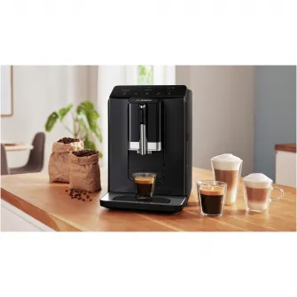 Espressor automat Bosch VeroCafe TIE20119, 1300 W max, 15 bari, 1,4 l, rasnita ceramica, dispozitiv spumare lapte MilkMagic Pro, cu sistem SensoFlow System, Negru