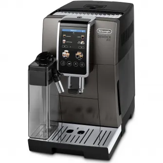 Espressor automat De’Longhi Dinamica Plus ECAM 380.95.TB, 2 carafe pentru lapte, tehnologie LatteCrema, 1.8 l, 1450 W, 15 bar, negru/gri inchis