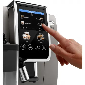 Espressor automat De’Longhi Dinamica Plus ECAM 380.95.TB, 2 carafe pentru lapte, tehnologie LatteCrema, 1.8 l, 1450 W, 15 bar, negru/gri inchis