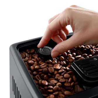 Espressor automat De’Longhi Dinamica Plus ECAM 380.95.TB, 2 carafe pentru lapte, tehnologie LatteCrema, 1.8 l, 1450 W, 15 bar, negru/gri inchis