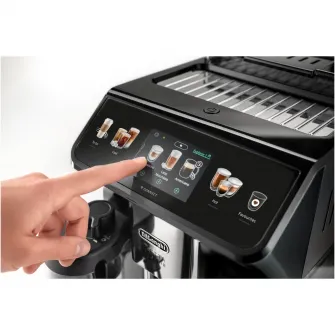 Espressor automat De’Longhi Eletta Explore ECAM 450.65.G, 2 Carafe cu tehnologie LatteCrema (Hot  Cool), Tehnologie de extractie la rece, Rasnita cu tehnologie Bean Adapt, Coffee Link App, 1450W, 19 bar, 1.8 l, Gri inchis